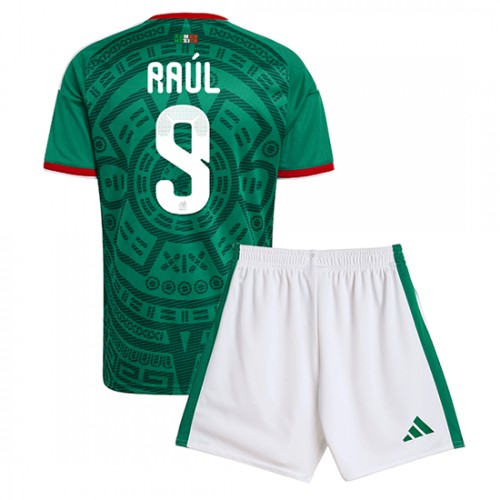 Stroje piłkarskie Meksyk Raul Jimenez #9 Koszulka Podstawowej dla dzieci MŚ 2026 Krótki Rękaw (+ szorty)